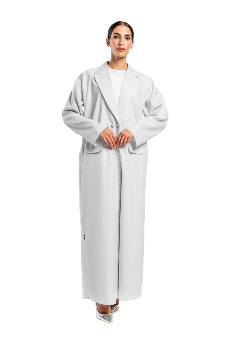 WHITE  TRENDY NESREEN CLOSE ABAYA
