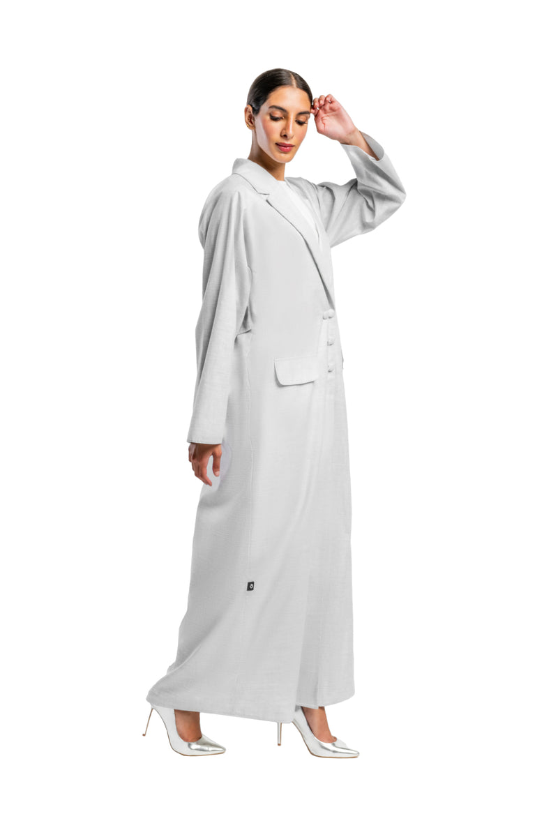 WHITE  TRENDY NESREEN CLOSE ABAYA