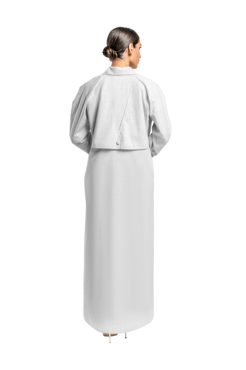 WHITE  TRENDY NESREEN CLOSE ABAYA