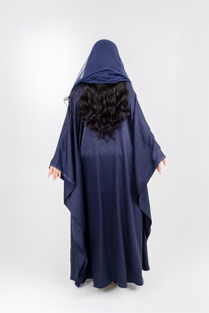 NAVY BLUE  CREPE CRYSTALIZED OPEN BESHT ABAYA