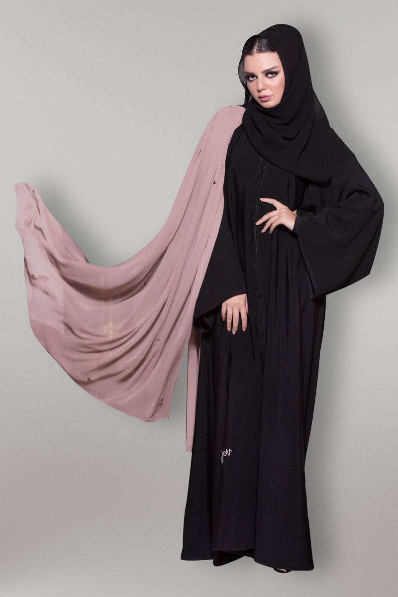 HAZELNUT STOLE CRYSTALIZED CREPE DOUBLE ABAYA