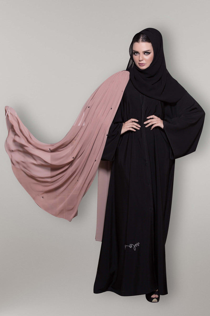 HAZELNUT STOLE CRYSTALIZED CREPE DOUBLE ABAYA
