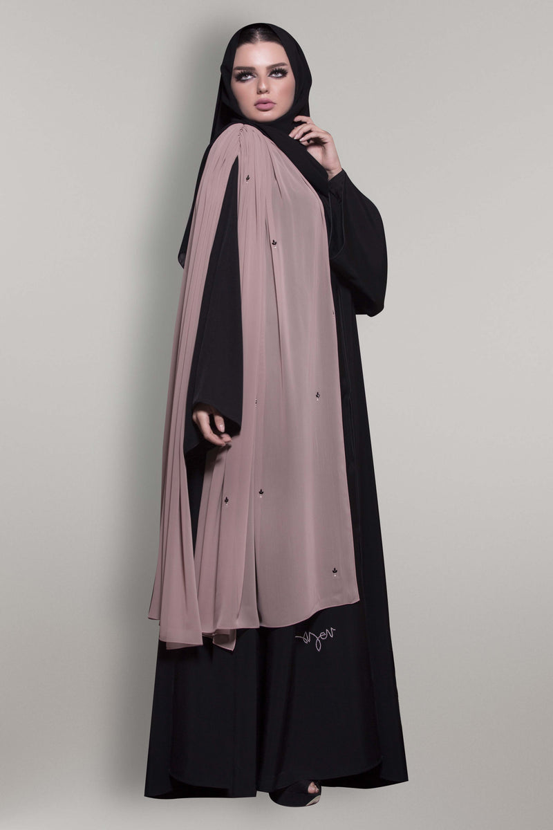 HAZELNUT STOLE CRYSTALIZED CREPE DOUBLE ABAYA