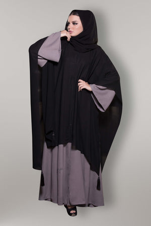 BLACK VEST CHIFFON CREPE ABAYA