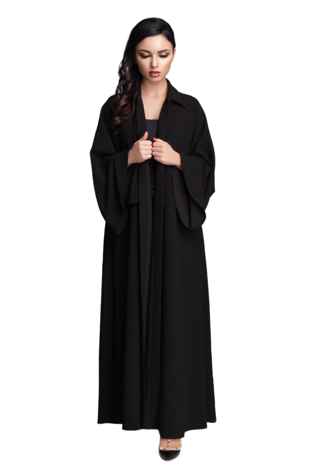 BLACK BELL SLEEVE OPEN SOALON ABAYA.