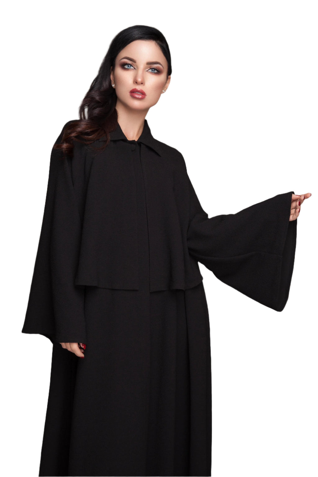 BLACK BELL SLEEVE OPEN SOALON ABAYA.