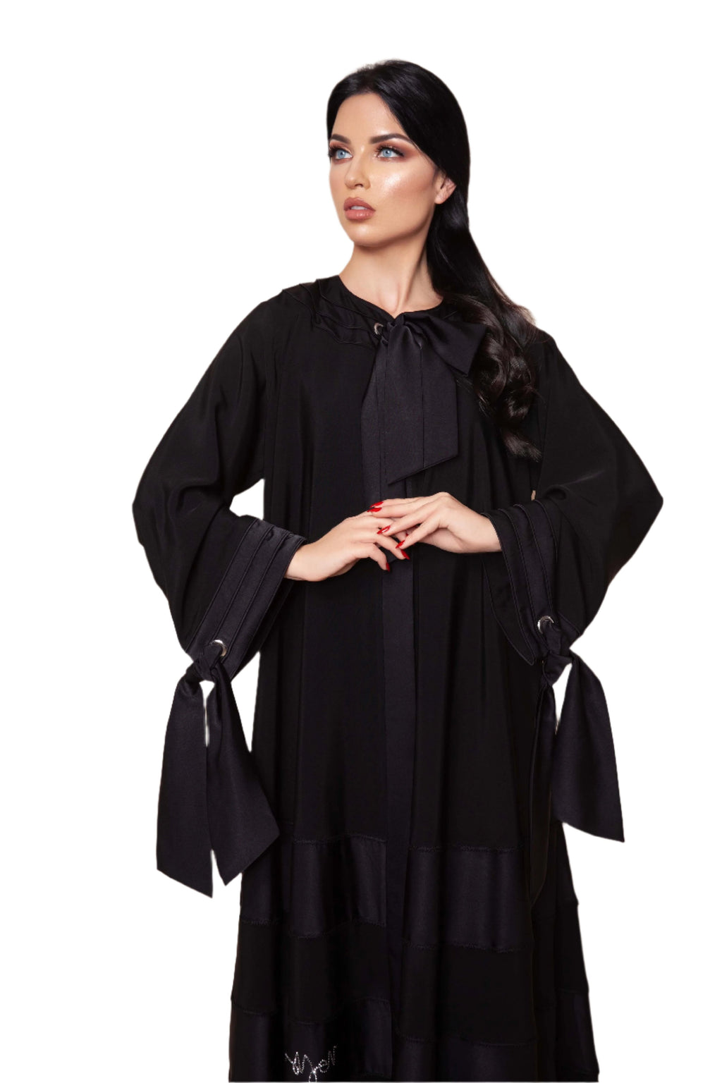 BLACK BIB BOW-TIE OPEN SOALON ABAYA.