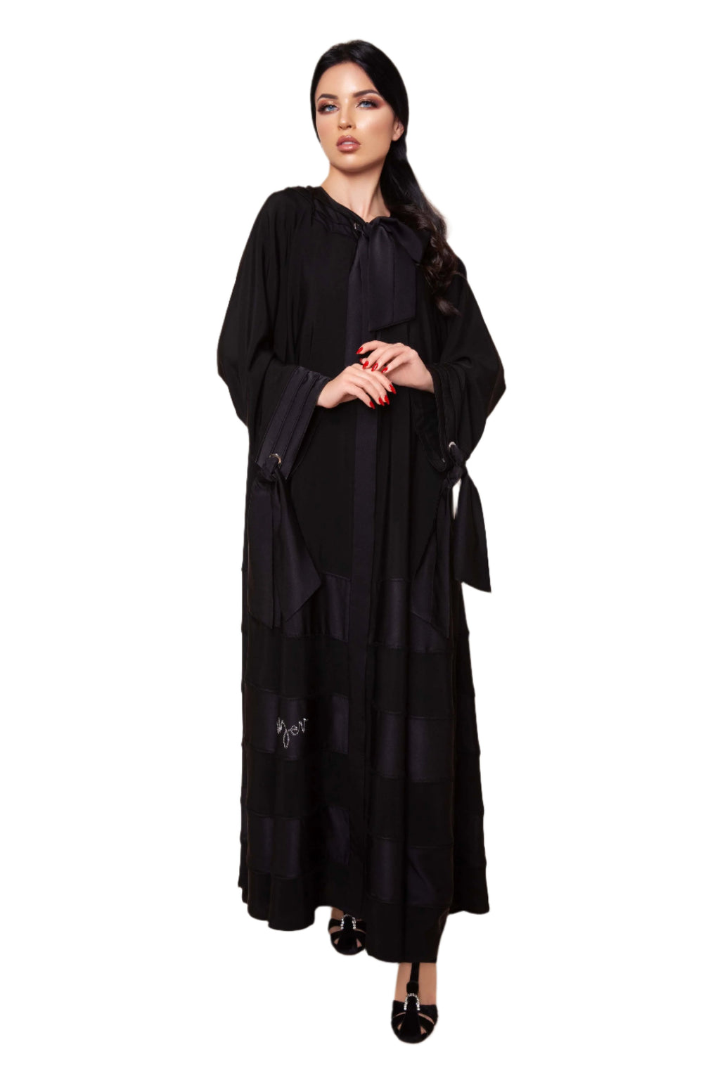 BLACK BIB BOW-TIE OPEN SOALON ABAYA.