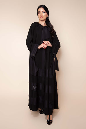 BLACK BIB BOW-TIE OPEN SOALON ABAYA.