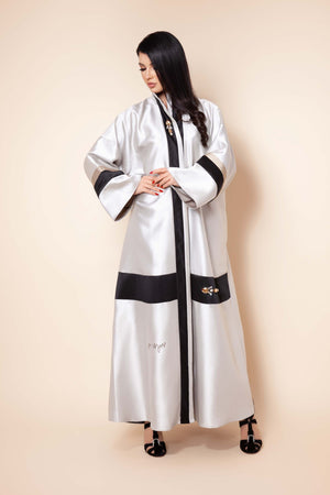 ROSE QUARTZ  CRYSTALIZED BROCH FRENCH JACQUARD ABAYA