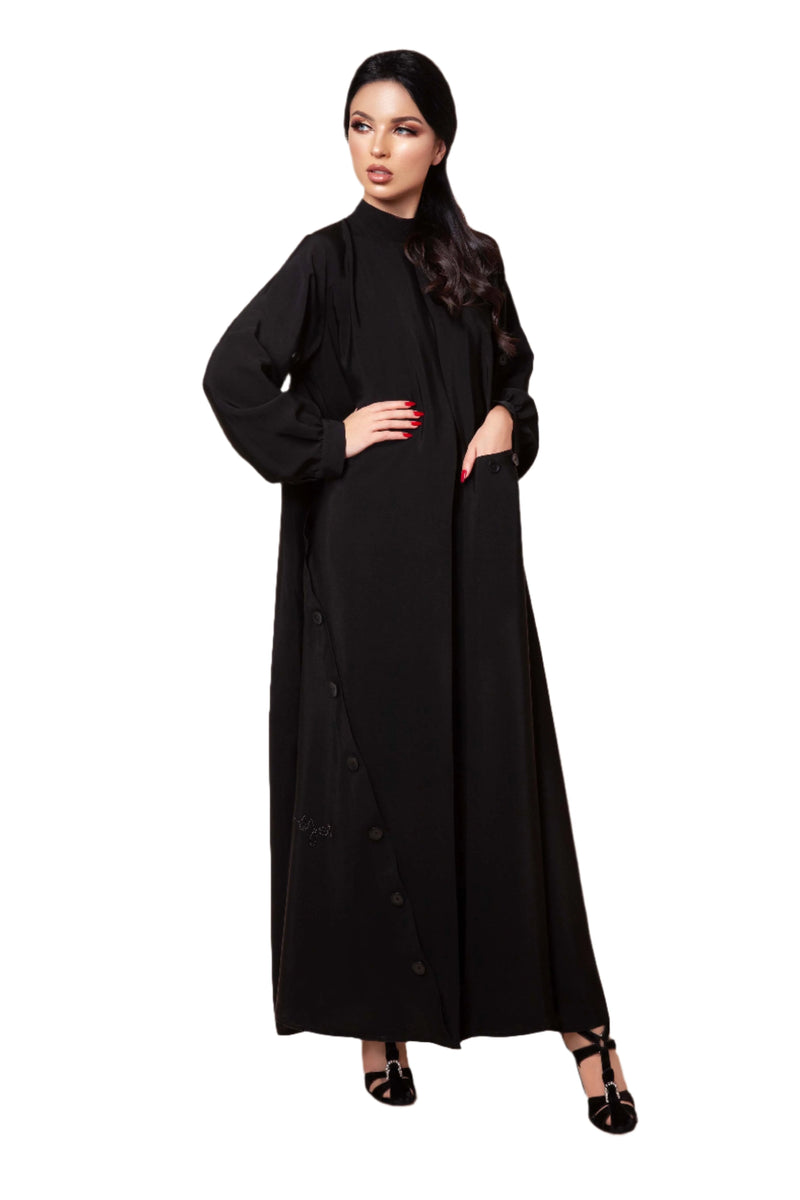 BLACK CLOSED STRAIGHT SLEEVE SOALON ABAYA