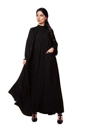 BLACK CLOSED STRAIGHT SLEEVE SOALON ABAYA