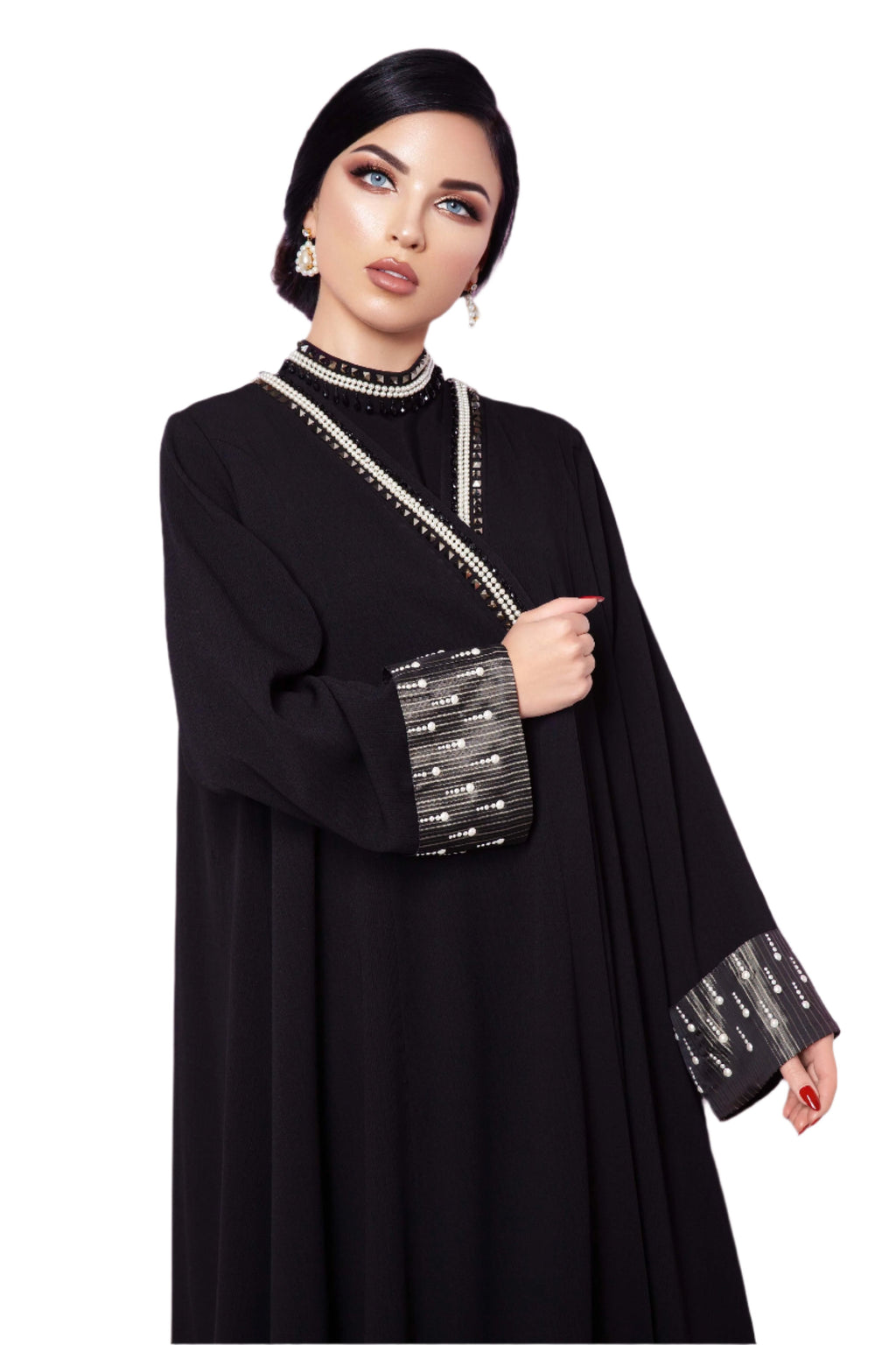 عباية سوداء سواروفسكي خام صالونا 