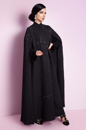 .عباية كاب سوداء و سواروفسكي خام جاكار