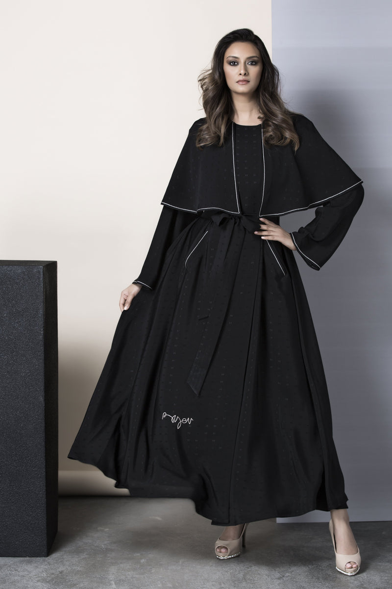 BLACK FRONT PANEL SOALON ABAYA.