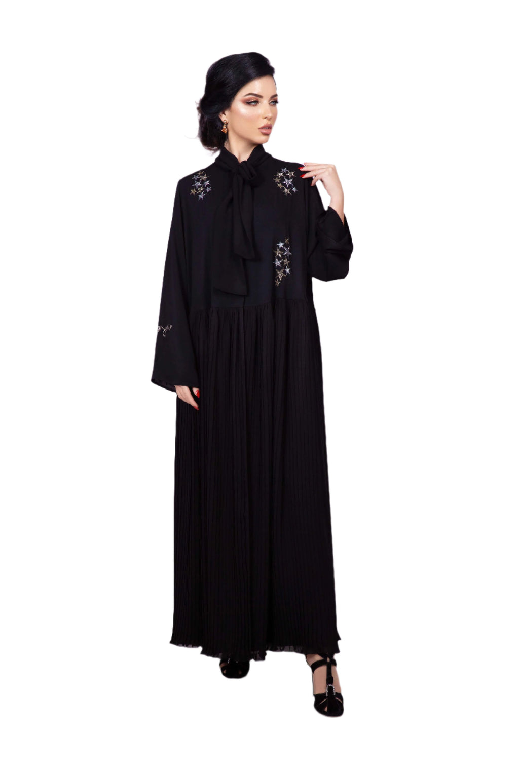 BLACK CONSTELLATION CREPE SOALON ABAYA.