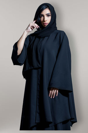 BLACK HAND EMBROIDERED PIPING SOALON ABAYA.