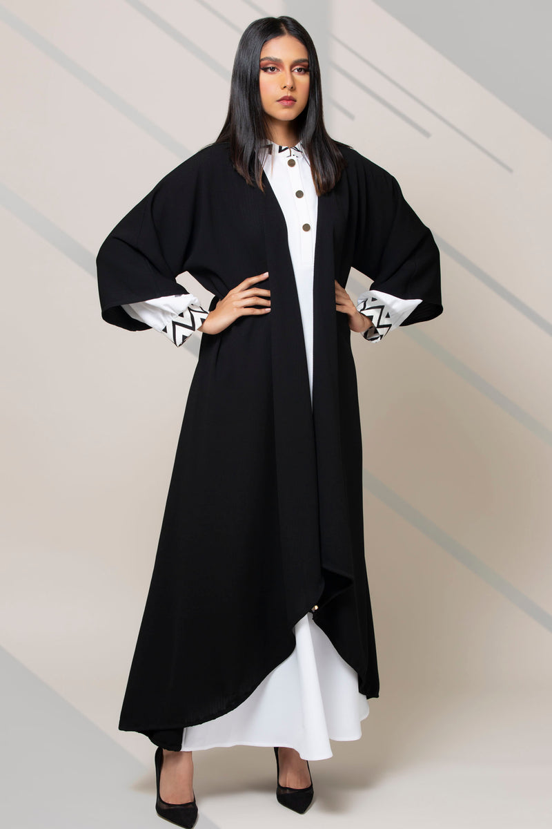 BLACK COLLARED BUTTONED WITH INNER ABAYA