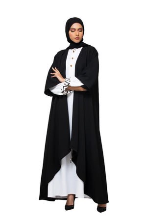 BLACK COLLARED BUTTONED WITH INNER ABAYA