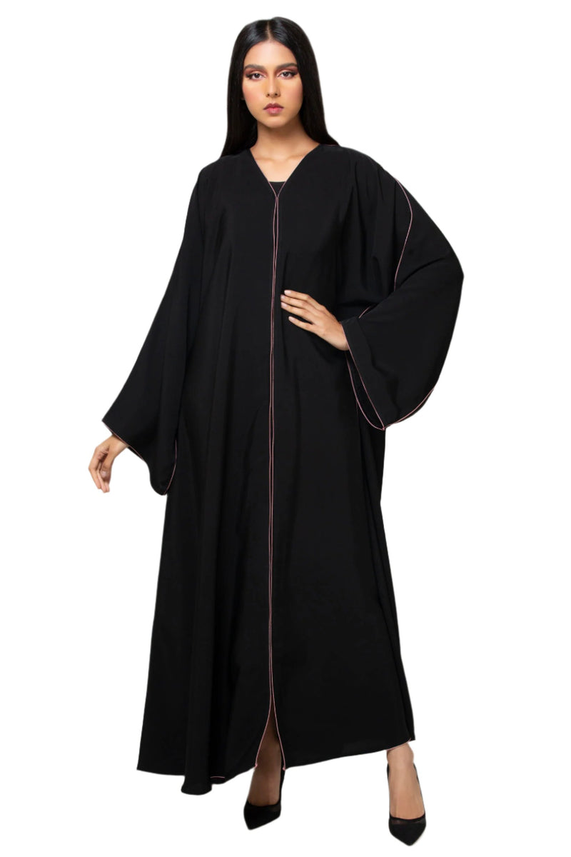 BLACK BREAM HIGHLIGHT PLEATED SALOAN ABAYA