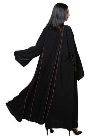 BLACK BREAM HIGHLIGHT PLEATED SALOAN ABAYA