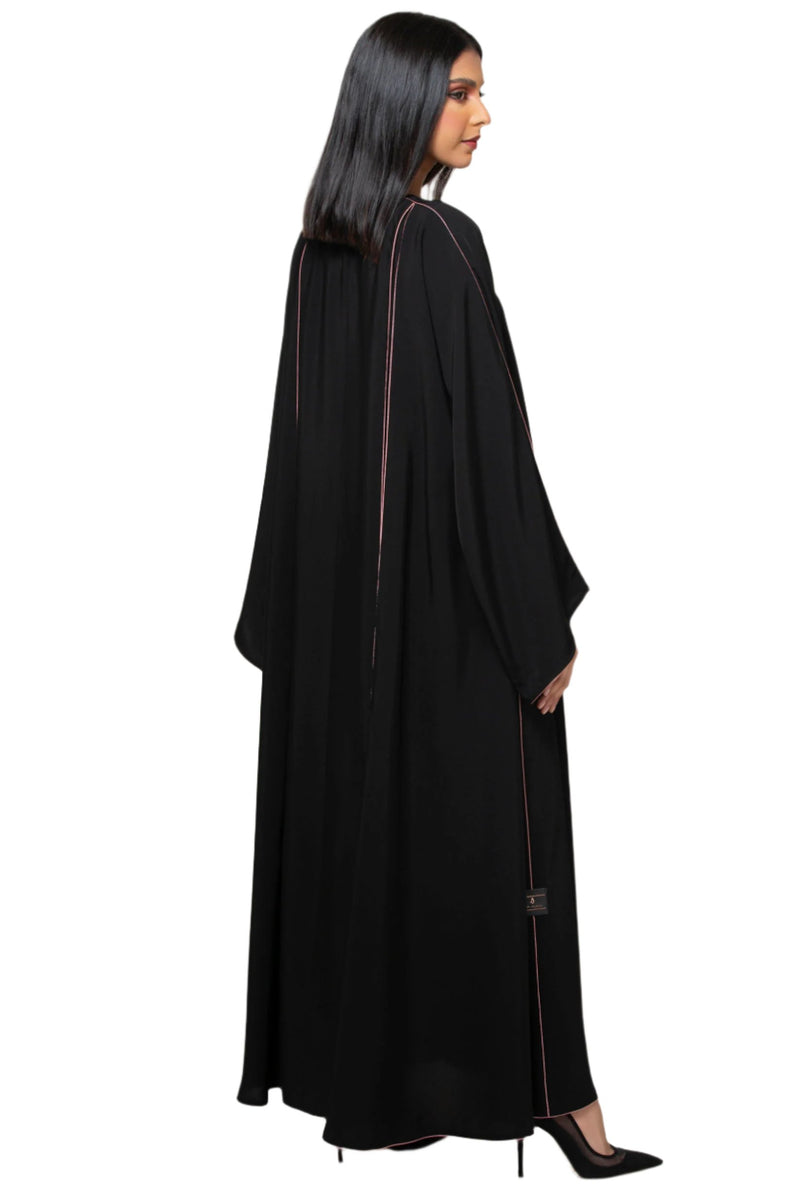 BLACK BREAM HIGHLIGHT PLEATED SALOAN ABAYA