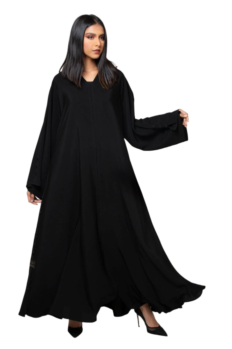 BLACK BUTTONED PLAIN SOALAN ABAYA