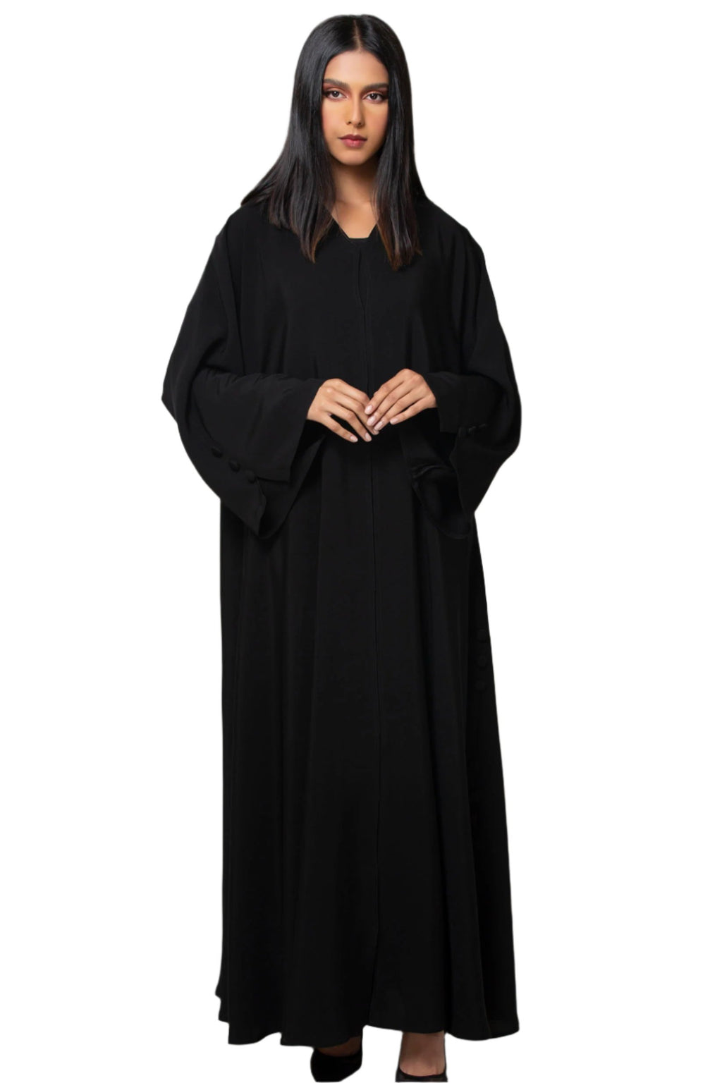 BLACK BUTTONED PLAIN SOALAN ABAYA