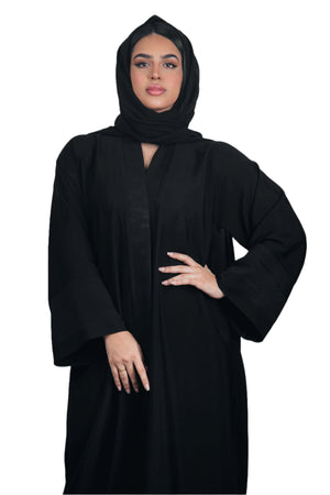 BLACK TEXTURED KIMONO SOALON ABAYA.