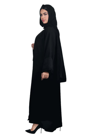 BLACK TEXTURED KIMONO SOALON ABAYA.