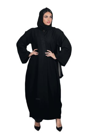 BLACK TEXTURED KIMONO SOALON ABAYA.