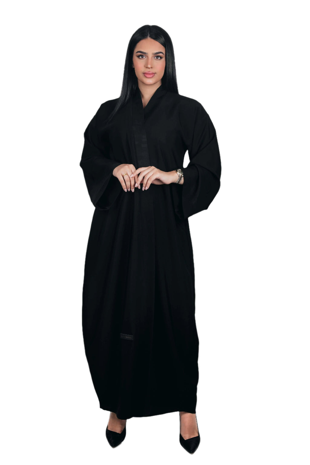 BLACK TEXTURED KIMONO SOALON ABAYA.