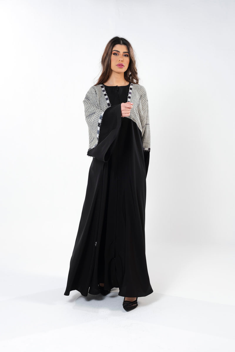 BLACK JACQUARD EMBRODERED BISHT ABAYA