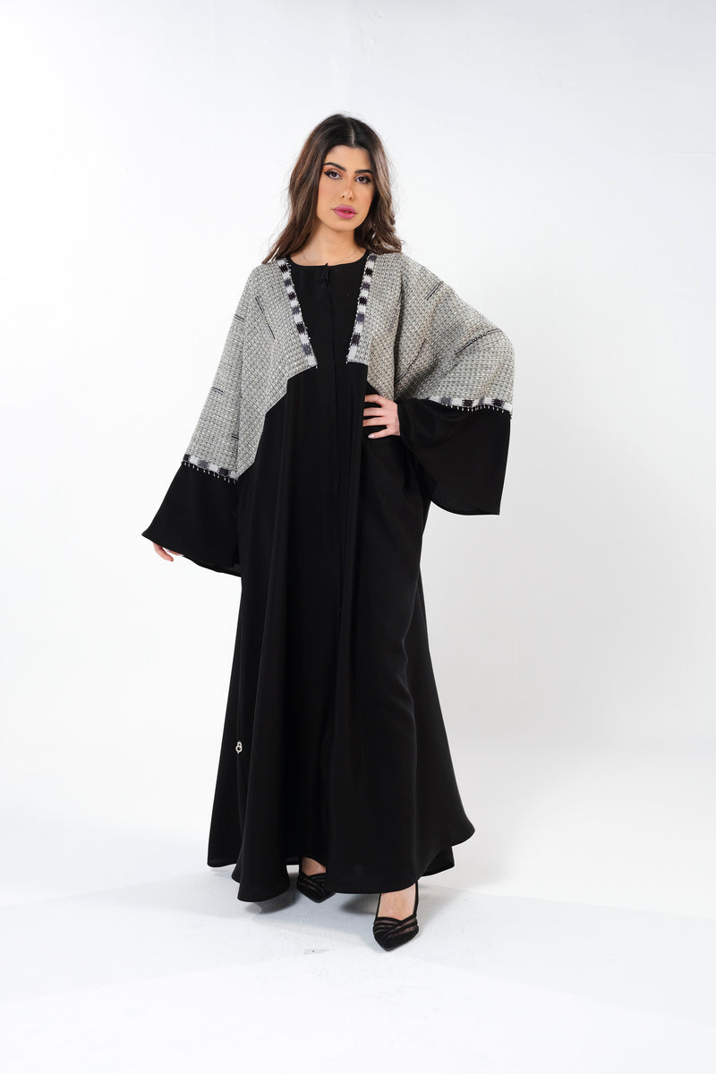 BLACK JACQUARD EMBRODERED BISHT ABAYA