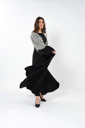 BLACK JACQUARD EMBRODERED BISHT ABAYA