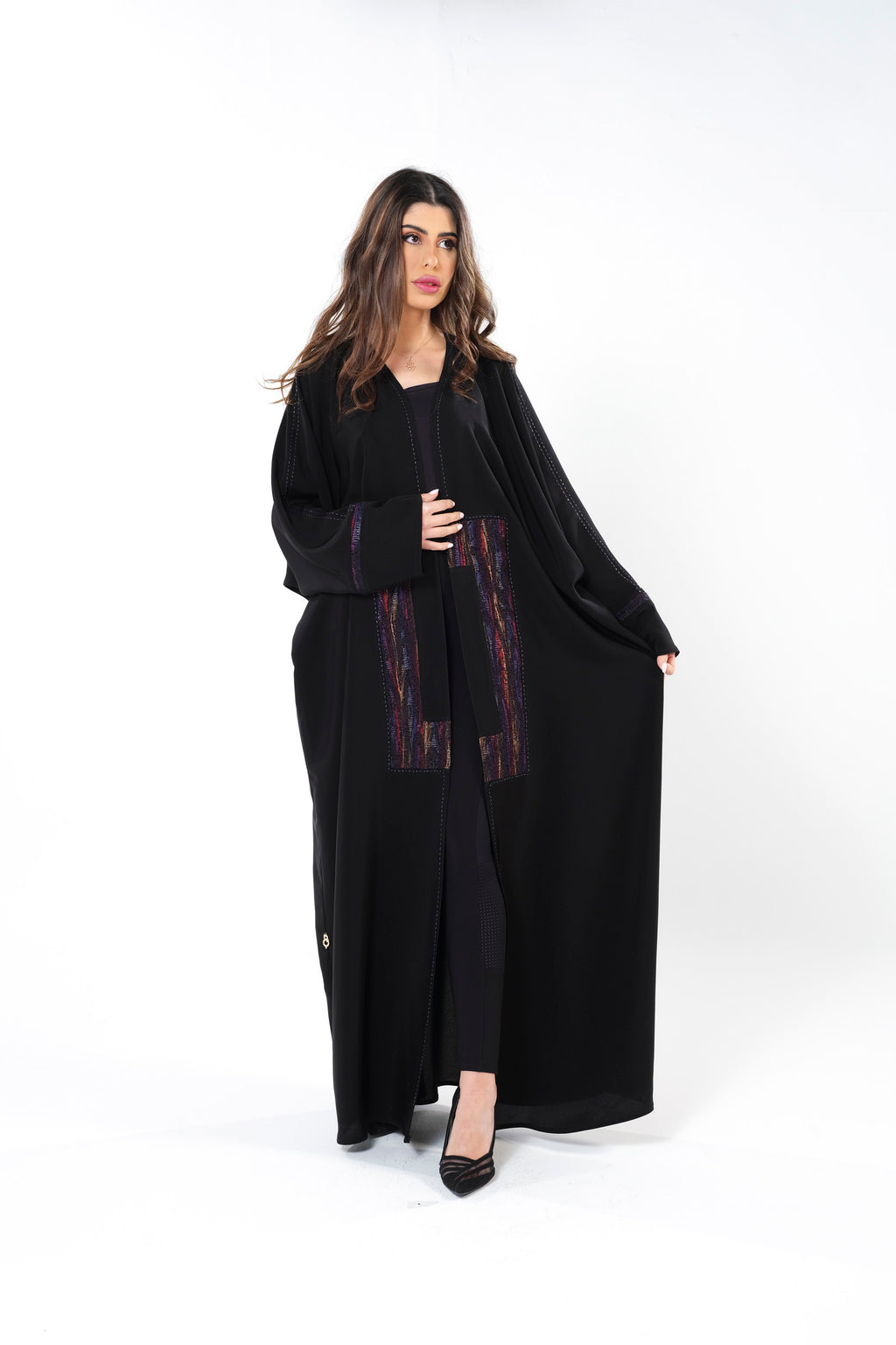 BLACK JACQUARD FARASHA SOALON  ABAYA