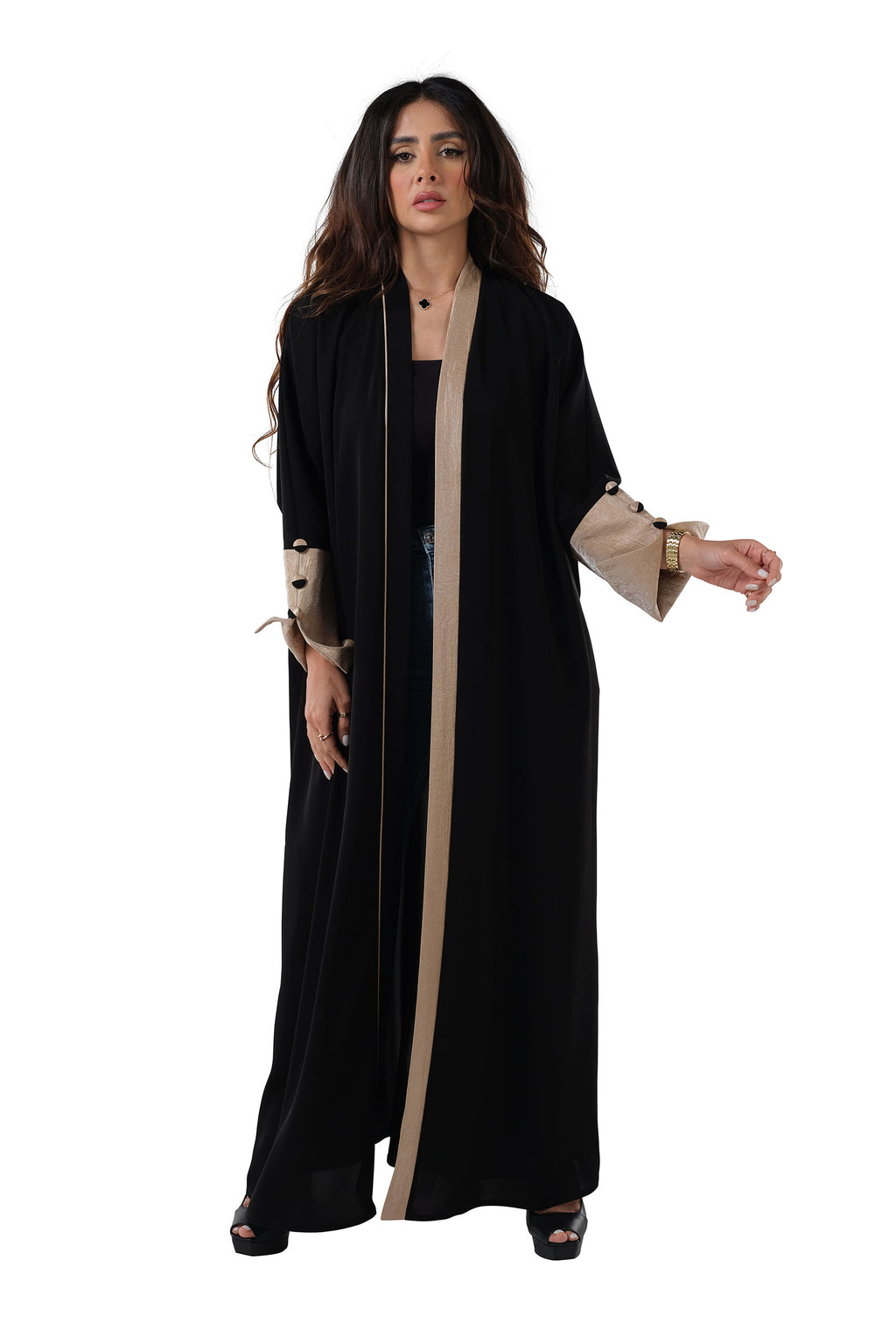 CREPE LINEN OPEN FOLDED ABAYA