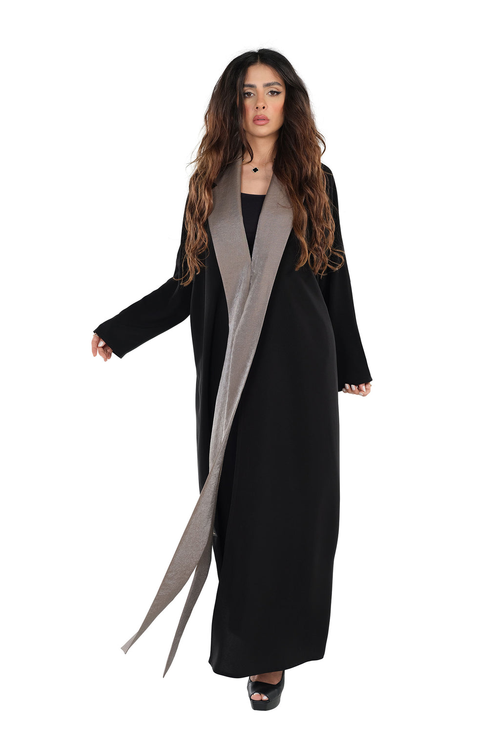 LINEN LONG WRAPABLE COLLAR SOALON ABAYA