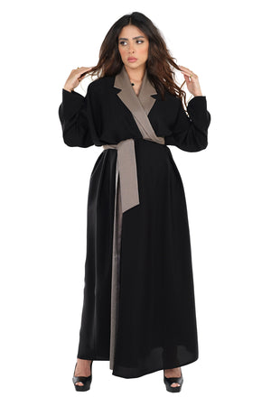 LINEN LONG WRAPABLE COLLAR SOALON ABAYA