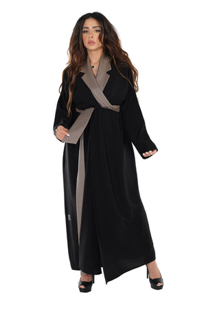 LINEN LONG WRAPABLE COLLAR SOALON ABAYA