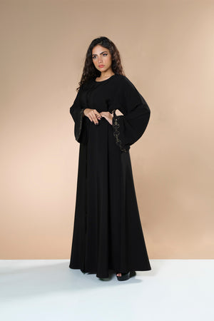 BLACK EMBROIDERED GOLDEN SOALON ABAYA.