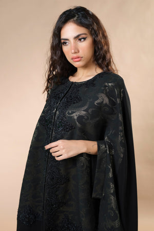 BLACK GOLDEN JAQUARD CAPE ABAYA