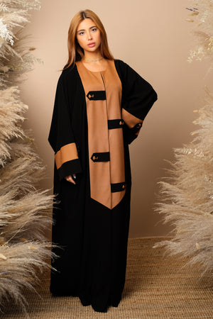 BLACK TANGERINE SOALON CUT SLEEVE  CLOSED ABAYA