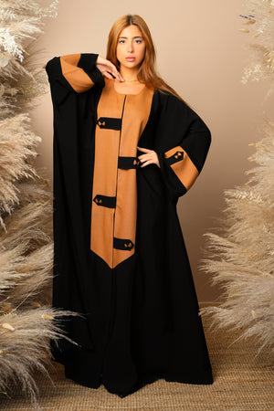 BLACK TANGERINE SOALON CUT SLEEVE  CLOSED ABAYA