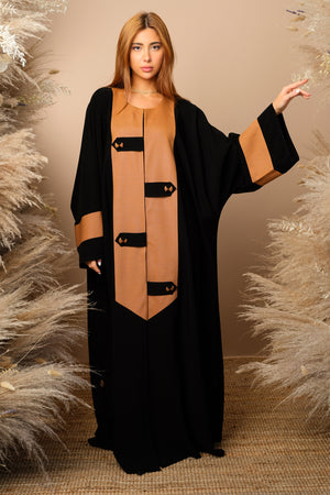 BLACK TANGERINE SOALON CUT SLEEVE  CLOSED ABAYA