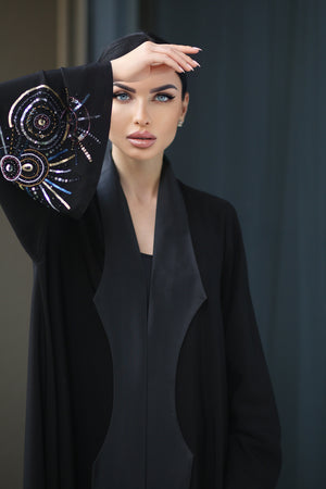 LUXURY BLACK HAND EMBROIDERY ABAYA