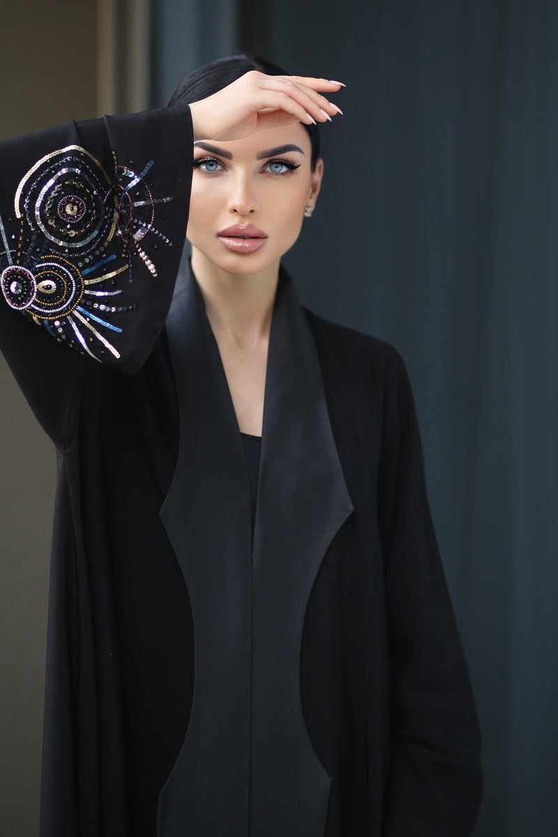 LUXURY BLACK HAND EMBROIDERY ABAYA