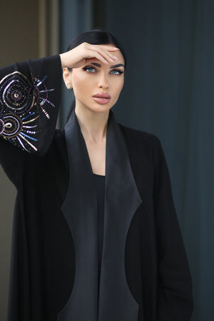 LUXURY BLACK HAND EMBROIDERY ABAYA