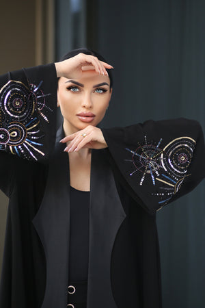 LUXURY BLACK HAND EMBROIDERY ABAYA