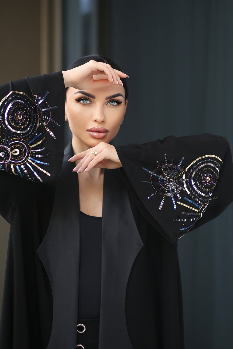LUXURY BLACK HAND EMBROIDERY ABAYA